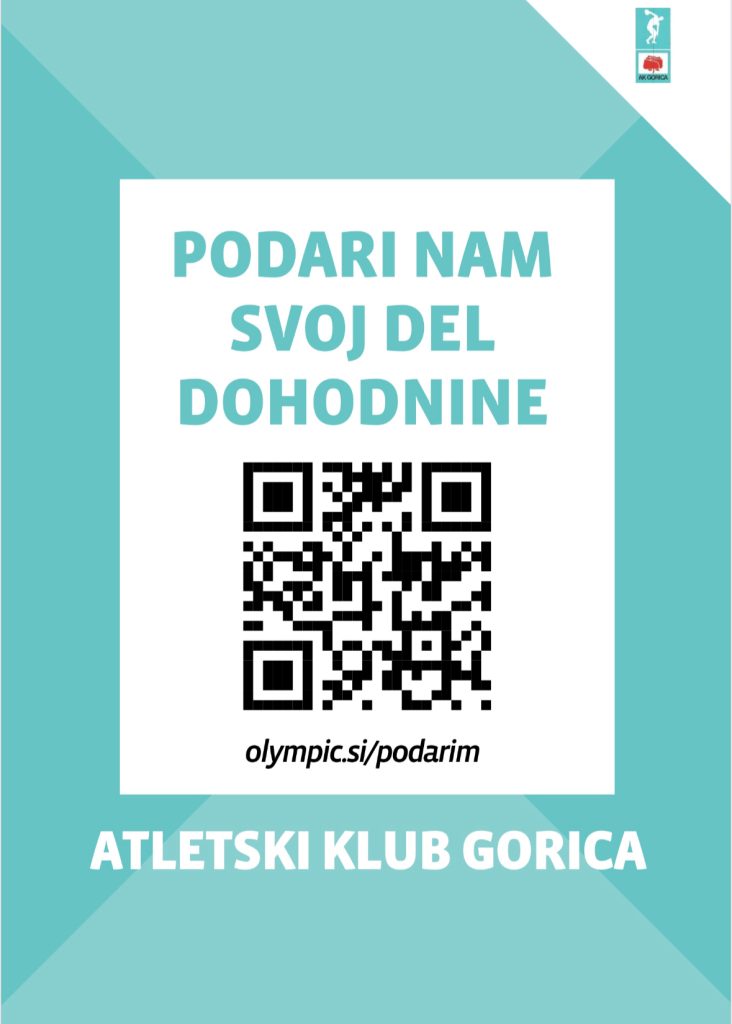 Plakat Podari nam svoj del dohodnine s QR kodo za olympic.si/podarim